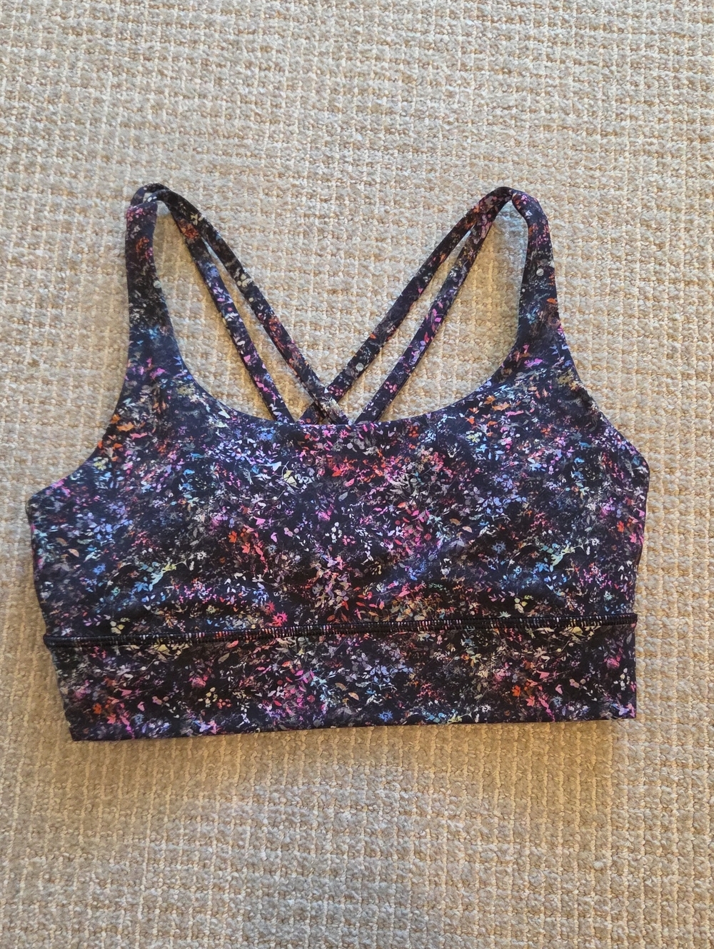 lululemon athletica Black Multicolor Floral Strappy Sports Bra
